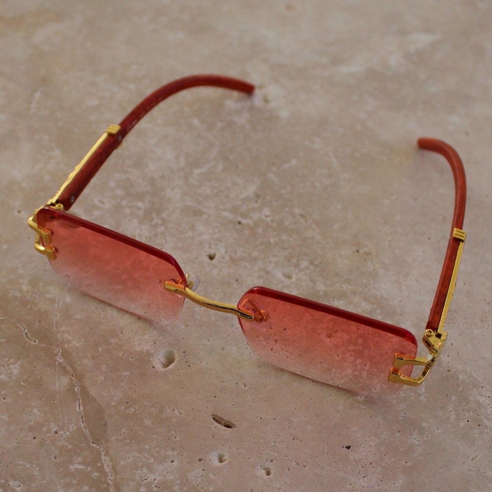 Cartier Rimless Redish Pink Gradient Sunglasses - Picture 6 of 13